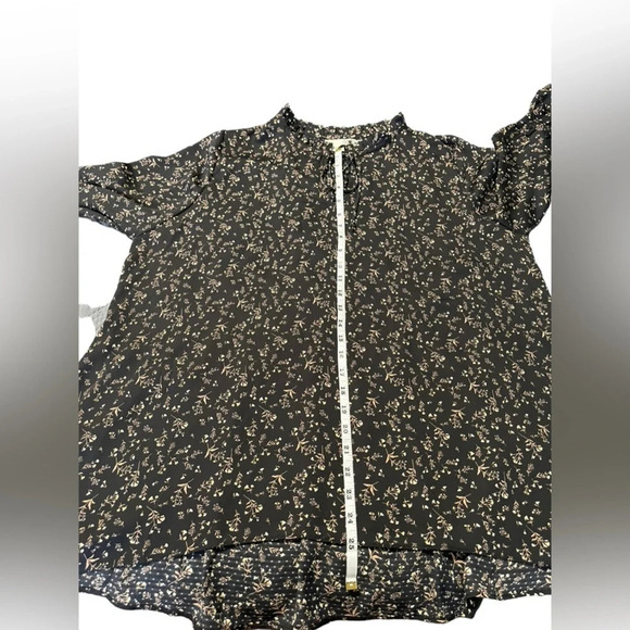 Everleigh Black Floral V-Neck Bohemian Roll-up Long Sleeves High-Low size 1X - Picture 6 of 11